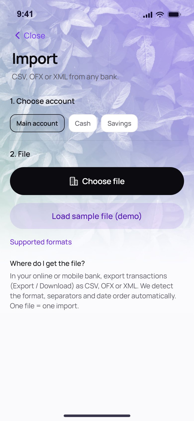 Import your statement, skip the bank login