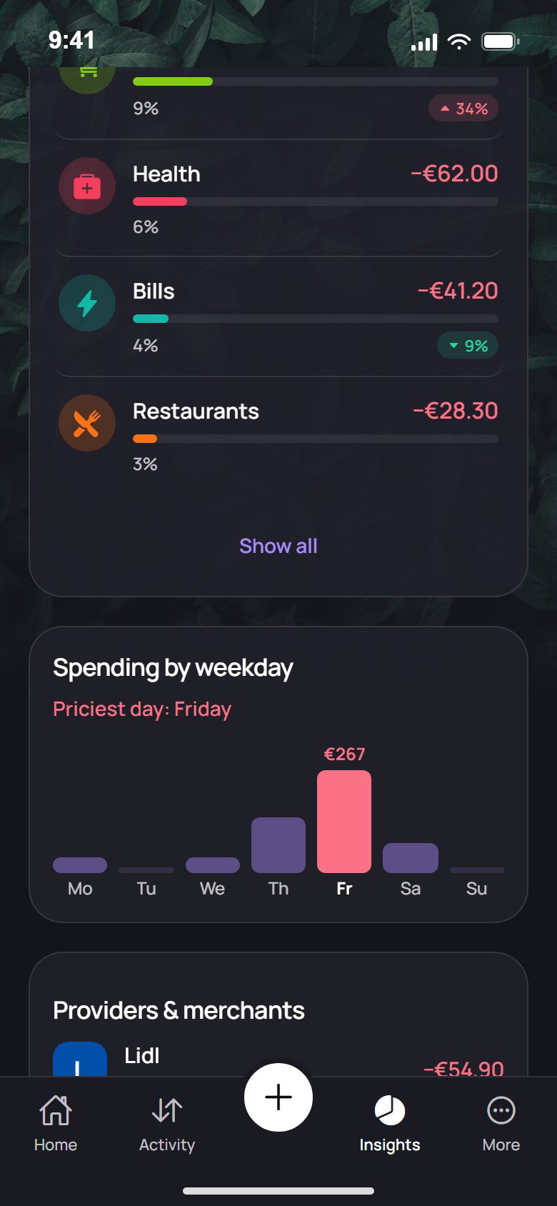 Spending limits that update with every entry